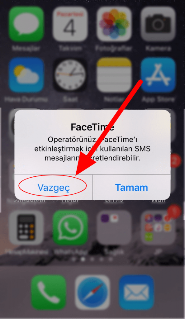 iPhone FaceTime'ı etkinleştirmek için SMS göndermek istiyor.